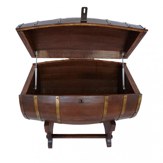 Masifart Kapaklı Fıçı Naturel 80 cm Ahşap Şarap Fıçısından