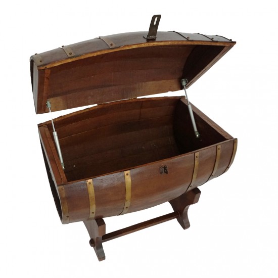 Masifart Kapaklı Fıçı Naturel 80 cm Ahşap Şarap Fıçısından