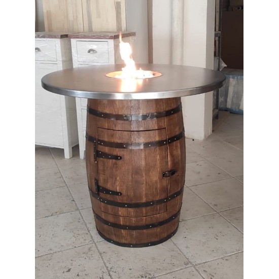 Masifart Sarafin Fıçı Masa Metal Tablalı Ateş Çukuru