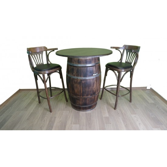 Masifart Tam boy Tablalı Kokteyl Masası Meşe Fıçıdan