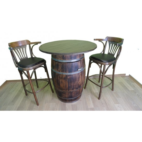 Masifart Tam boy Tablalı Kokteyl Masası Meşe Fıçıdan