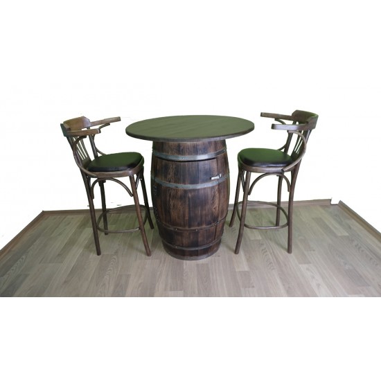 Masifart Tam boy Tablalı Kokteyl Masası Meşe Fıçıdan