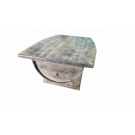 Masifart Fıçı Orta Sehpa Yakarak eskitme Amortisörlü