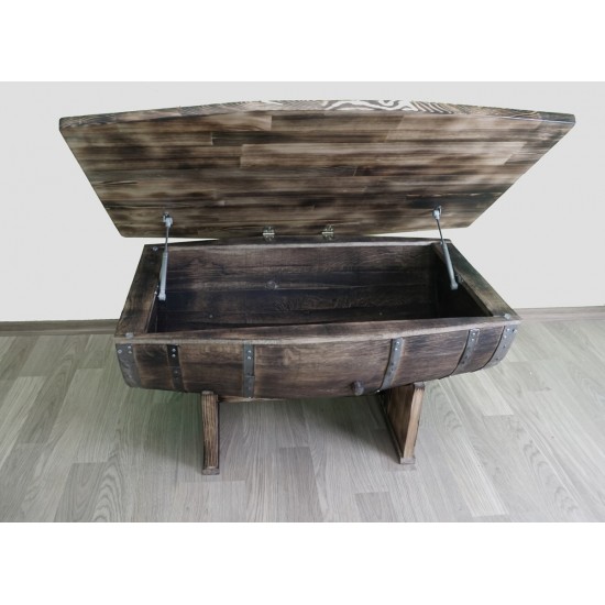 Masifart Fıçı Orta Sehpa Yakarak eskitme Amortisörlü