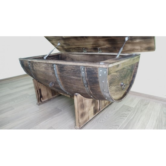 Masifart Fıçı Orta Sehpa Yakarak eskitme Amortisörlü