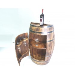 Masifart Yarımay Kapaklı Fıçı Mini Bar Yakarak eskitme