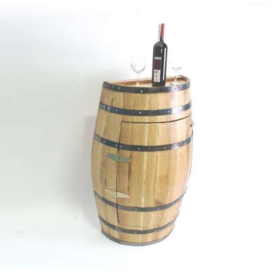 Masifart Yarımay Kapaklı Fıçı Mini Bar Naturel cilalı