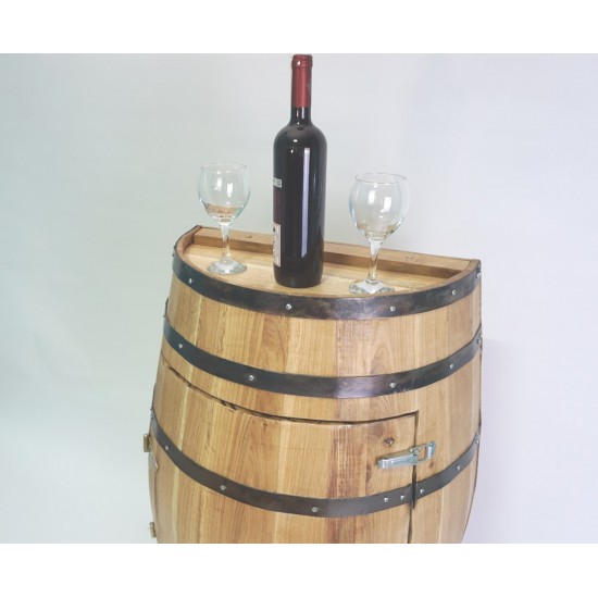 Masifart Yarımay Kapaklı Fıçı Mini Bar Naturel cilalı