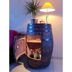Masifart Şarap Fıçısı Kapaklı Dikey Şaraplık İç Aydınlatmalı