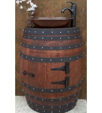 Masifart Şarap Fıçısı Stil Lavabolu Kapaklı Banyo Dolabı