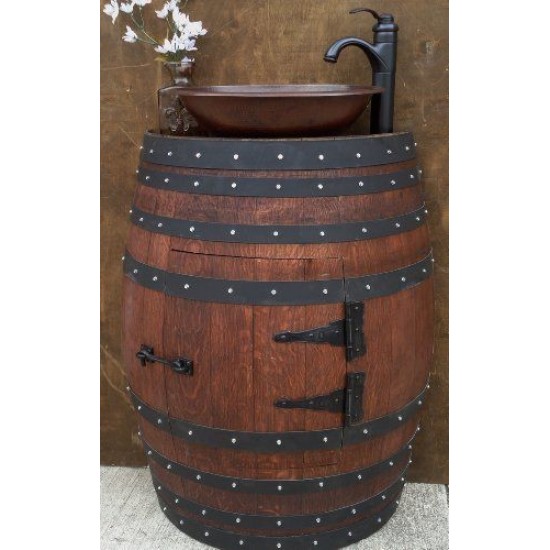 Masifart Şarap Fıçısı Stil Lavabolu Kapaklı Banyo Dolabı