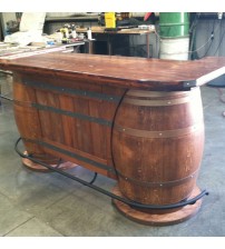 Masifart Şarap Fıçısı Çiftli Mini Bar Ağaç Tablalı