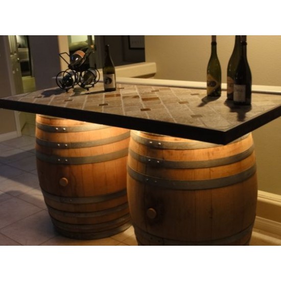 Masifart Şarap Fıçısından Kontbüfe Tablalı Masa