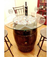 Masifart Şarap Fıçısı Camlı Dolaplı Dik Masa