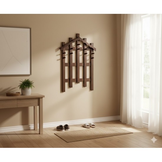 Masifart Jocasta Çam Çatılı Askılık Ceviz