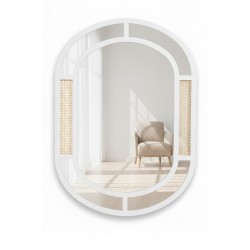 Masifart Serpens Hasırlı Bambu Kavisli Ayna 