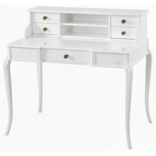 Masifart Brooke İpek Oymalı 110 cm Raflı Çalışma Masası 