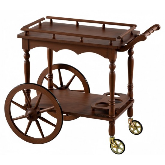 Masifart Ivory Büyük Teker Servis Arabası Cilasız Ham