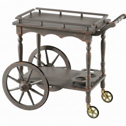 Masifart Ivory Büyük Teker Servis Arabası Cilasız Ham