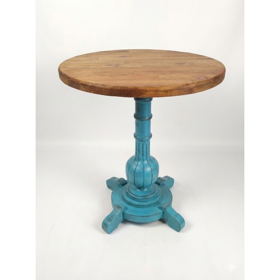 Masifart Lugano Fiskos Sehpa Tornalı Ayak Yan Sehpa Mavi Eskitme