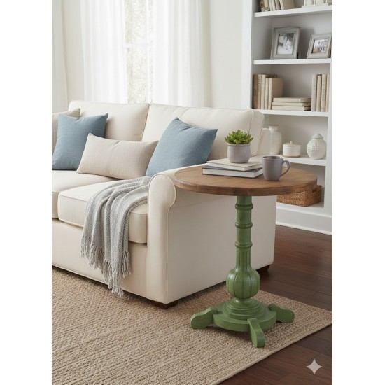 Masifart Lugano Fiskos Sehpa Tornalı Ayak Yan Sehpa Yeşil Eskitme