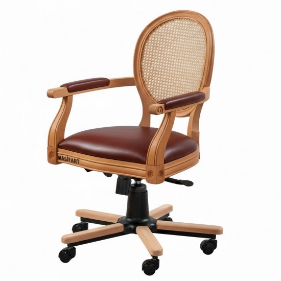 Masifart Alter Hasırlı Madalyon Döner Koltuk 