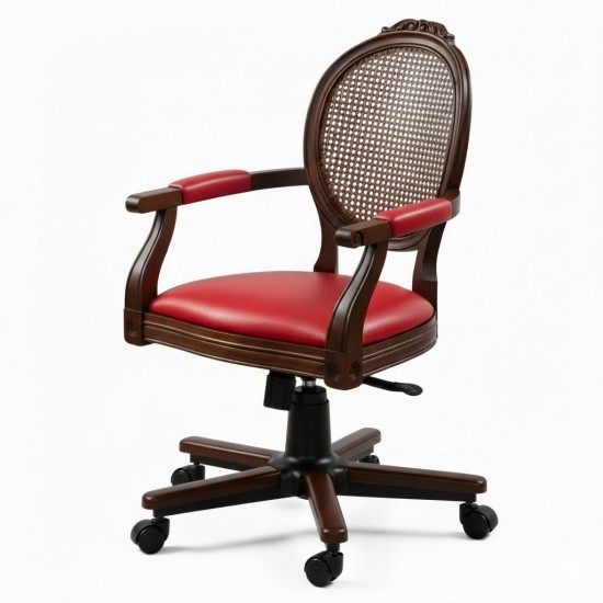 Masifart Katerina Hasırlı Madalyon Oymalı Döner Koltuk 