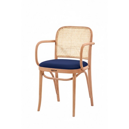 Masifart Carha Hasırlı Kollu Döşemeli Petek Sandalye 