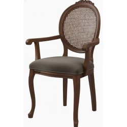 Masifart Myrra Hasırlı Madalyon Oymalı Kollu Sandalye 