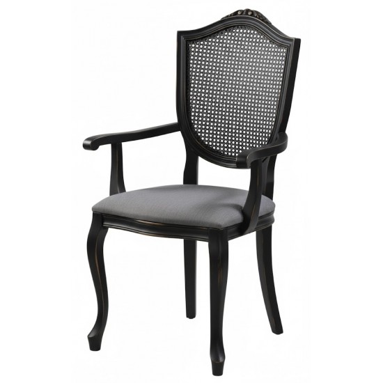 Masifart Kriste Hasırlı Kupa Oymalı Kollu Sandalye 