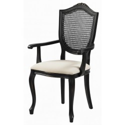 Masifart Naptun Hasırlı Kupa Oymalı Tornalı Kollu Sandalye 