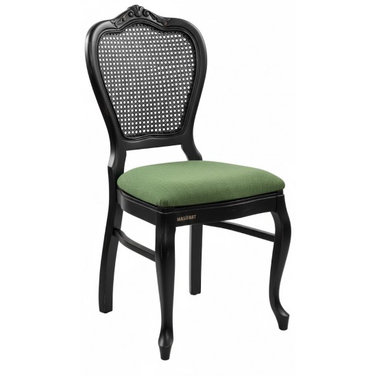 Masifart Alldona Hasırlı Klasik Oymalı Sandalye 