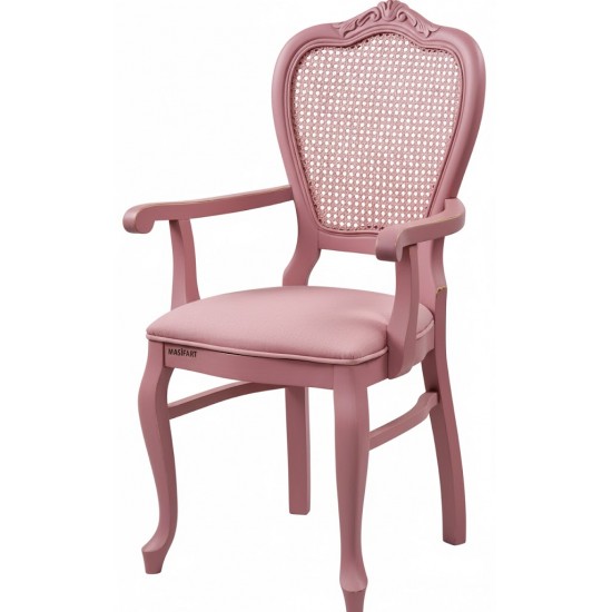Masifart Aralia Hasırlı Klasik Oymalı Kollu Sandalye 