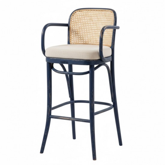 Masifart Alidah Hasırlı Petek Kollu Döşemeli Bar Sandalyesi 