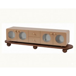 Masifart Cepa Çekmeceli Yuvarlak Tv Ünitesi Cilasız Ham