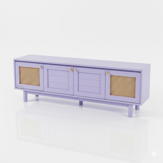 Masifart Dharma Hasırlı 180 Lik Abelya Kayın Tv Ünitesi Cilasız Ham