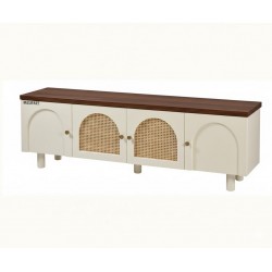 Masifart Sordidus Hasırlı Kubbeli Tv Sehpası Cilasız Ham