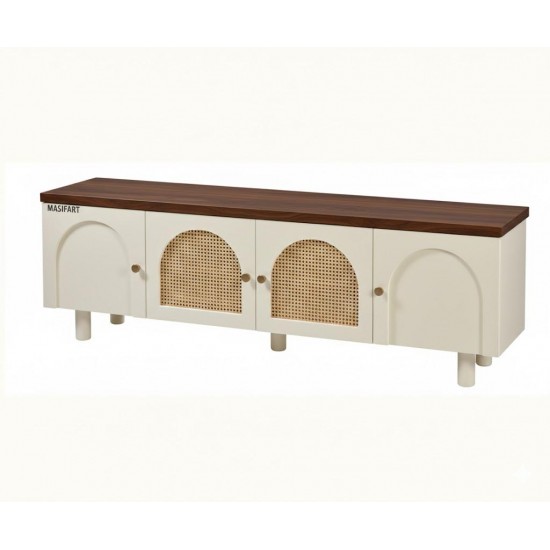 Masifart Sordidus Hasırlı Kubbeli Tv Sehpası Cilasız Ham