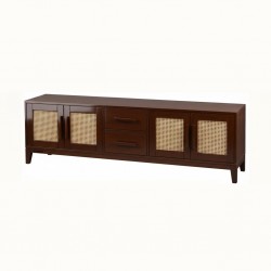 Masifart Ceviz Çıtalı Konik Çekmeceli Tv Ünitesi Cilasız Ham