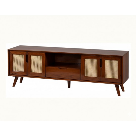 Masifart Folium Hasırlı 180 Lik Retro Tv Ünitesi Cilasız Ham