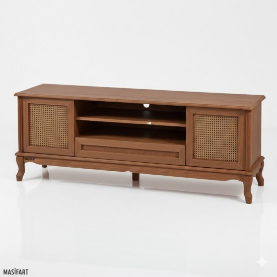 Masifart Fortius Hasırlı 160 Lık Lükens Tv Ünitesi Cilasız Ham