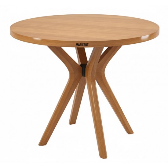 Masifart Alirio 110 Luk Meşe Poli (4 Lü) Yuvarlak Yemek Masası 
