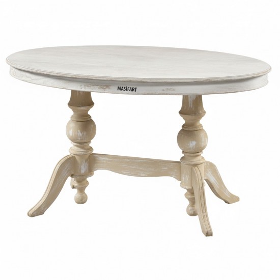 Masifart Rozet 140 Lık Çift Ayaklı Oval Yemek Masası 