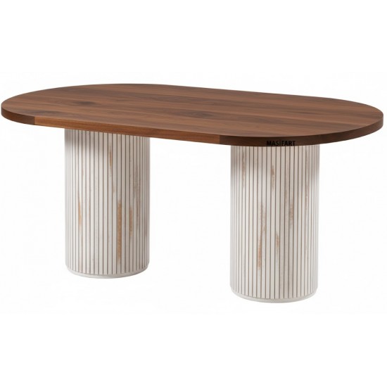 Masifart Apole 200 Lük Çizgili Oval Yemek Masası 