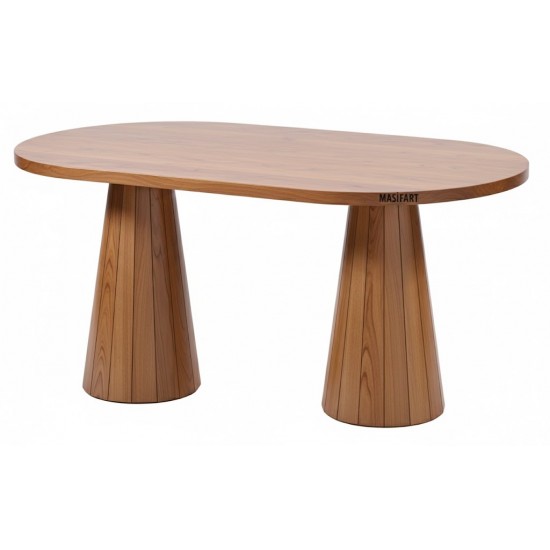 Masifart Port 180 Lik Kayın Line Oval Yemek Masası 